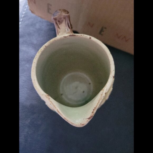 Early 20th C Ceramic Majolica Pitcher Apple Blossom - Picture 5 of 6